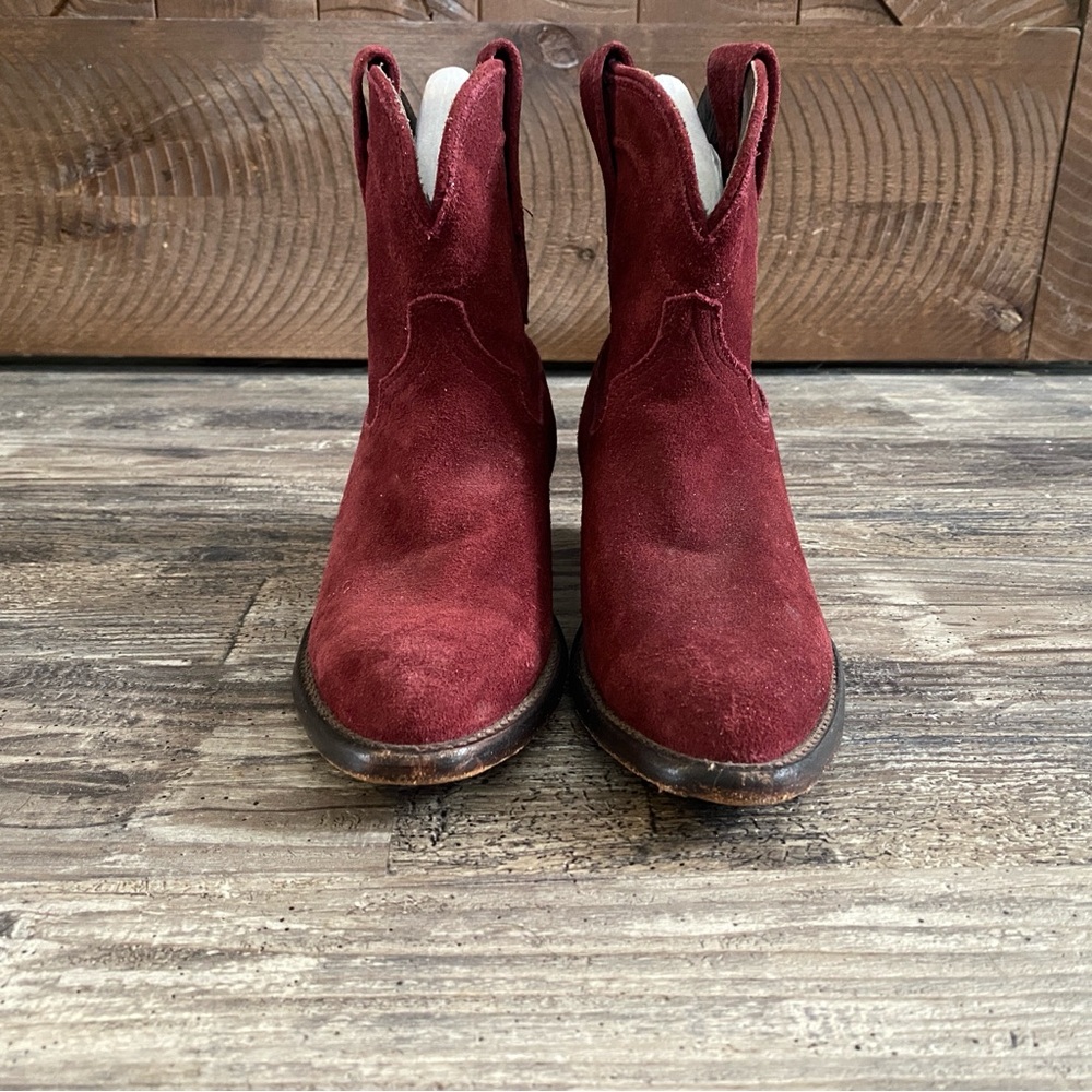 Tecovas Paige Burgundy Suede Booties - Rare Pull-On Edition - Size 5.5B - Picture 10 of 16